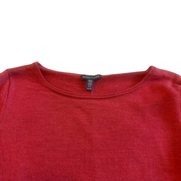 Eileen Fisher Red Orange Pullover Sweater Long Length Merino Wool Size XS Womens - Picture 2 of 11